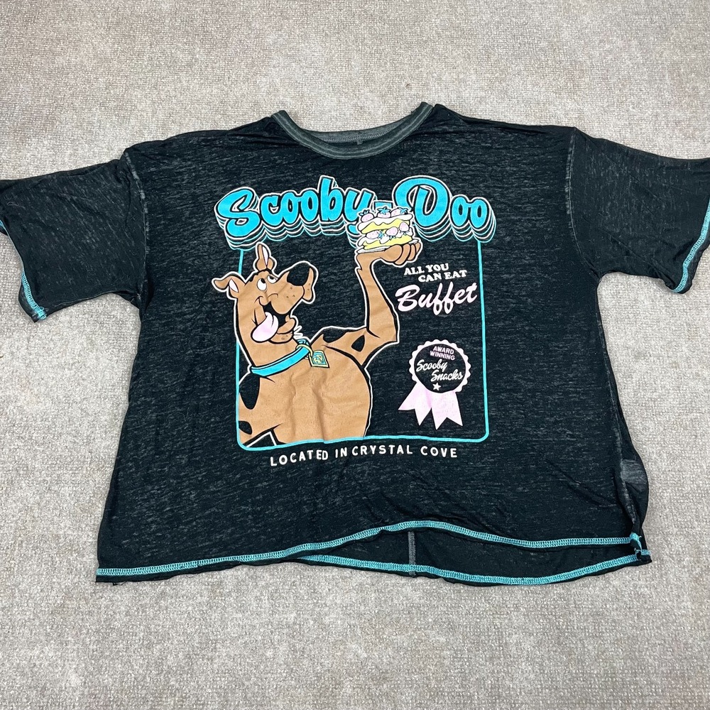 Scooby Doo T-Shirt Women XL Black Crystal Cove All You Can Eat Buffet Sleepwear